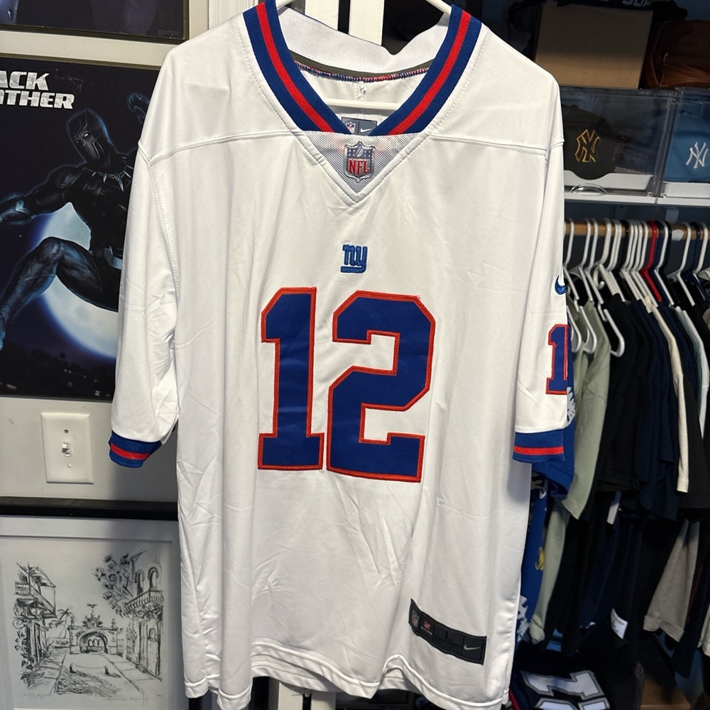 NFL Giants White Jersey with Blue and Red Details